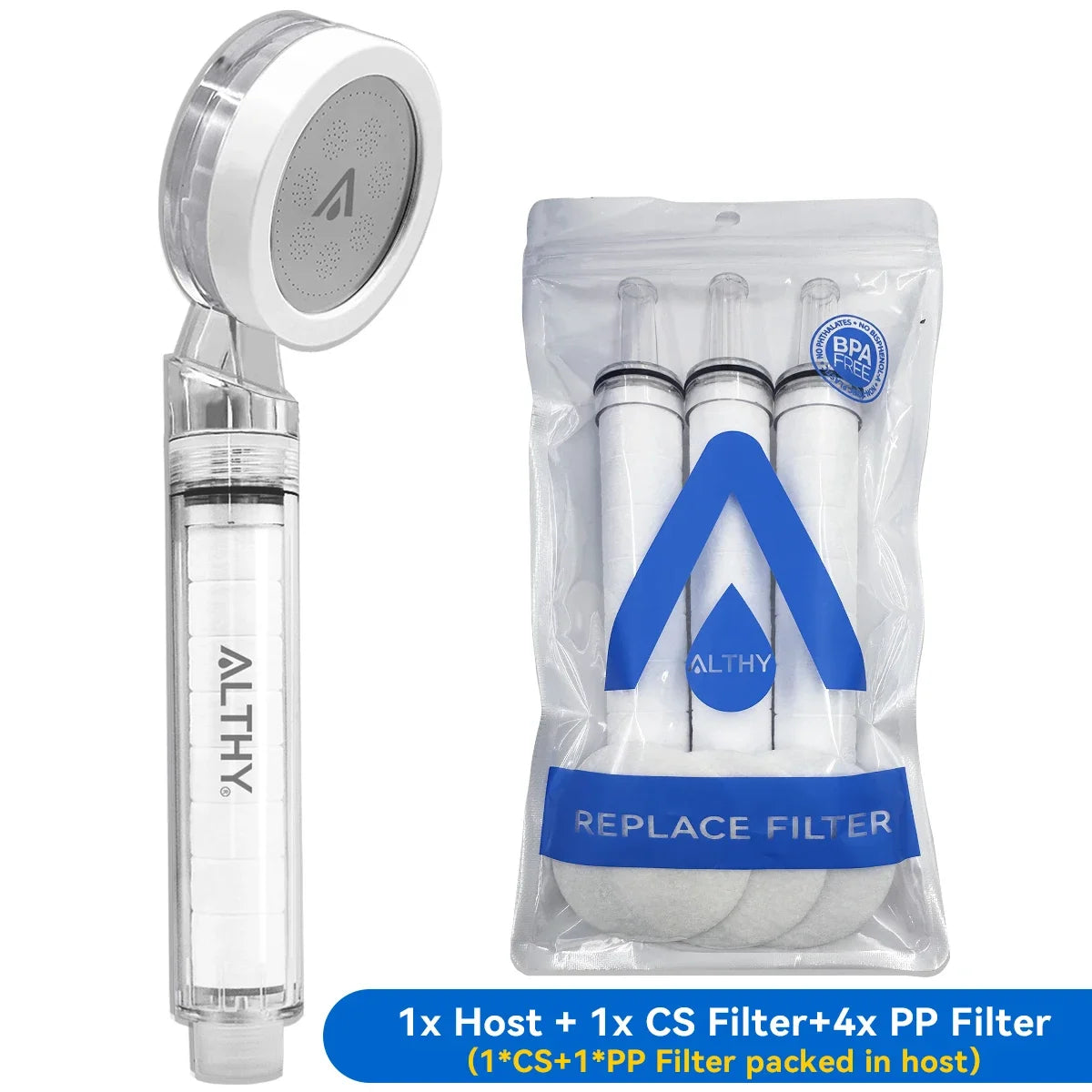 ALTHY High Pressure SPA Handheld Shower Head Water Filter, Reduce Chlorine Heavy Metal, Improves Dry Skin,Hair Dandruff,Eczema