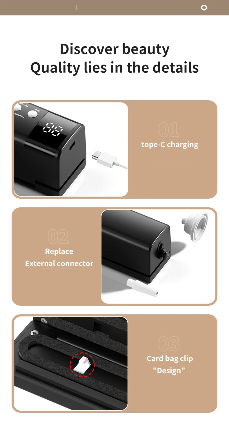 Wireless Fully Automatic Vacuum Sealing Machine Support Vacuum Sealing Single Sealing Point Drawing External Drawing inflation