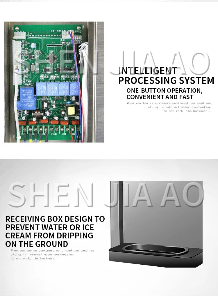 220V Small Ice Cream Machine Tricolor Ice Cream Maker Commercial Stainless Steel Desktop Sweet Cone Freezing Equipment 1200W