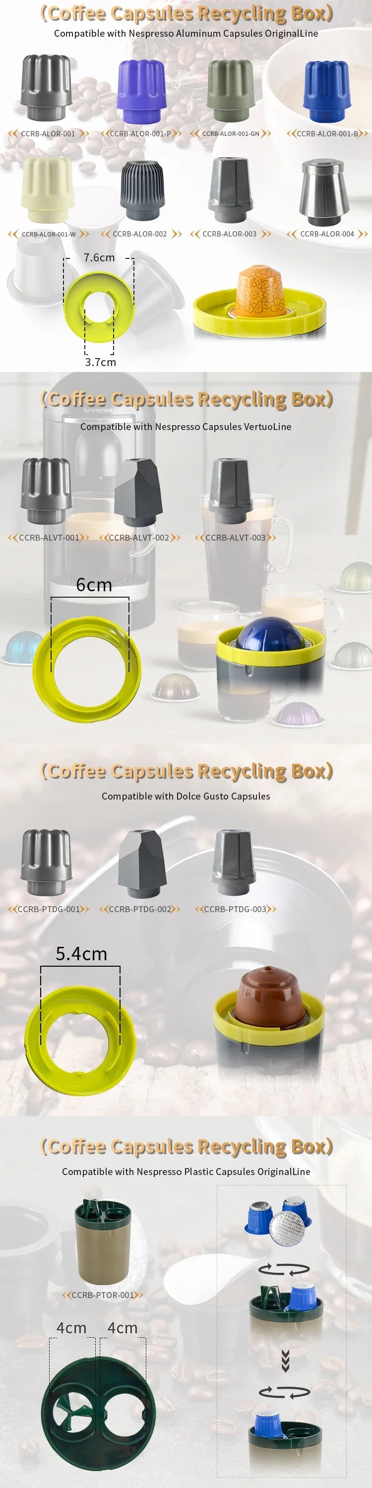 CAFEMASY Coffee Capsules Recycling Box Plastic Coffee Powder Residue Recycling Tool Nespresso Dolce Gusto Capsules Recycler Box