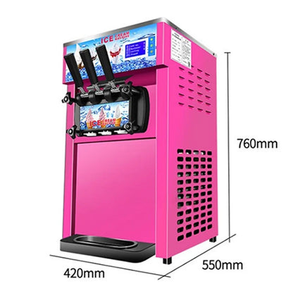 220V Small Ice Cream Machine Tricolor Ice Cream Maker Commercial Stainless Steel Desktop Sweet Cone Freezing Equipment 1200W