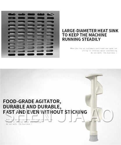 220V Small Ice Cream Machine Tricolor Ice Cream Maker Commercial Stainless Steel Desktop Sweet Cone Freezing Equipment 1200W