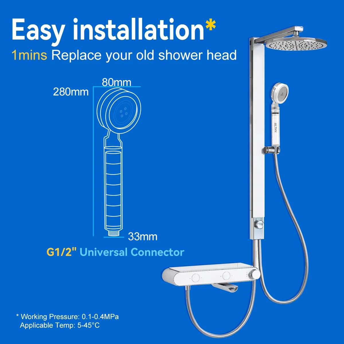 ALTHY High Pressure SPA Handheld Shower Head Water Filter, Reduce Chlorine Heavy Metal, Improves Dry Skin,Hair Dandruff,Eczema