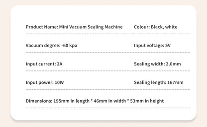 Wireless Fully Automatic Vacuum Sealing Machine Support Vacuum Sealing Single Sealing Point Drawing External Drawing inflation